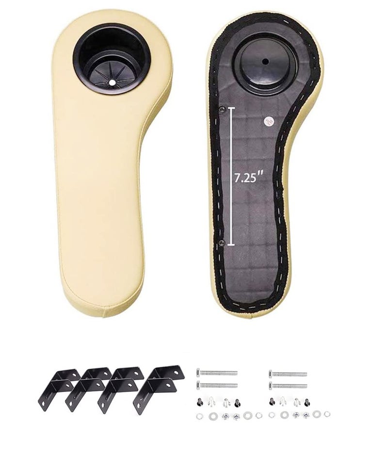 Dr.Acces Golf Cart Rear Seat Arm Rests | No Drilling Required, Universal Arm Rest Fits on EZGO, Club Car, Yamaha Golf cart with Rear seat (Beige) - Image 2